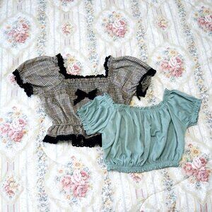 Aeropostale and Divided H&M crop puff sleeve top set